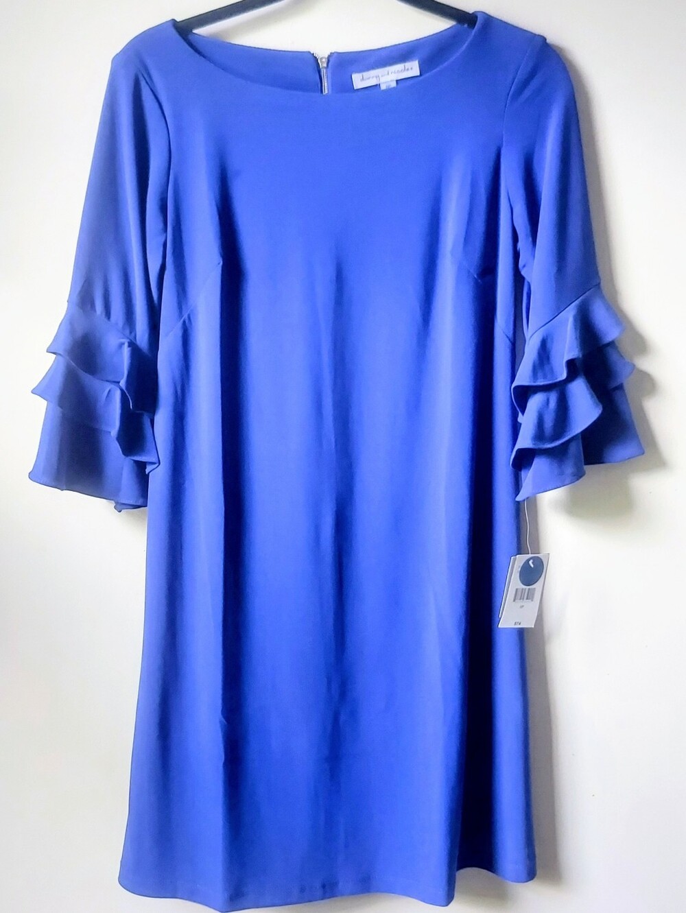 Danny and Nicole Royal Blue Ruffle Sleeve Dress 6P NWT